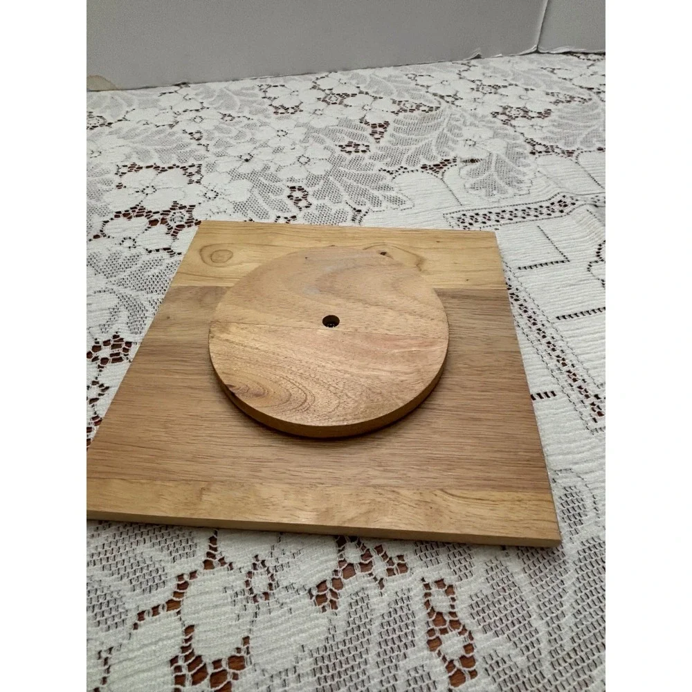 Alex Liddy Porcelain 4 Section Serving Set with Wooden Lazy Susan Turntable Base